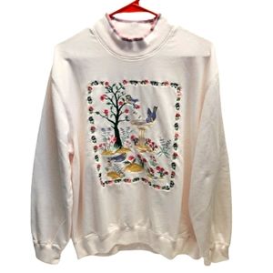Vintage ALFRED DUNNER "Birds" Embroidered Pullover